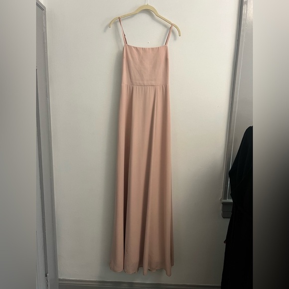 Show Me Your MuMu Lauren Tie Maxi Dress - Dusty Blush Crisp - Size S - Picture 2 of 10